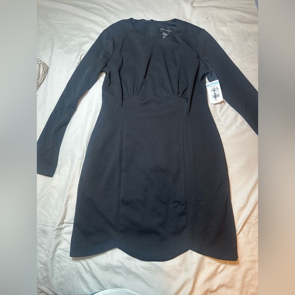 Donna Morgan Black Long Sleeve Crepe Scalloped Mini Dress, New, Size 6 - Picture 10 of 12